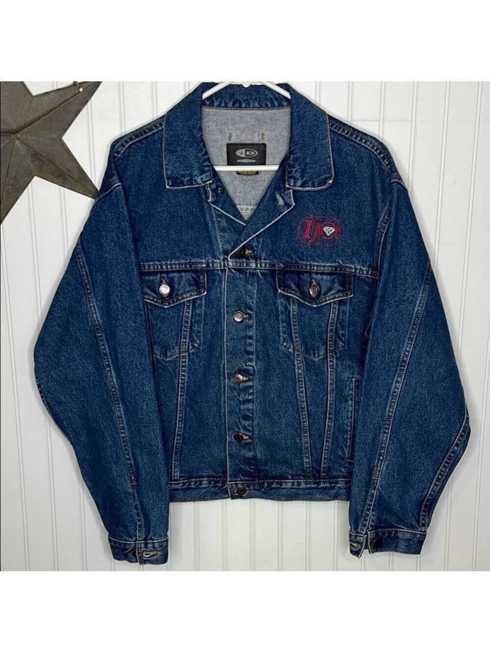 Denim Jacket with Embroidered Logo Size Medium